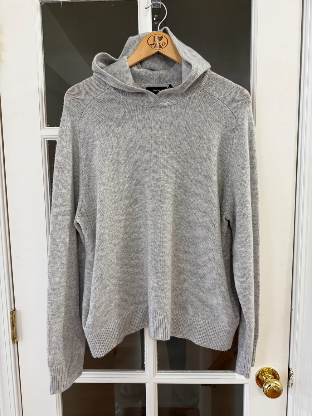 Theory Hoodie Cozy Cashmere Blend Sweater - Size XL - gray